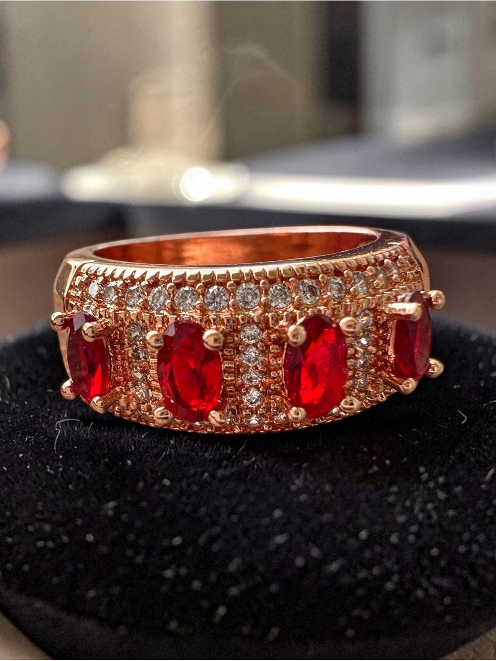 Rose gold over sterling Silver plated Ruby Eternity Band size 7